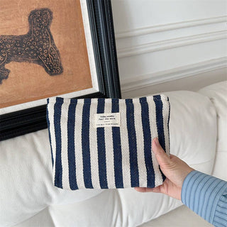 Striped Color Block Make Up Bag