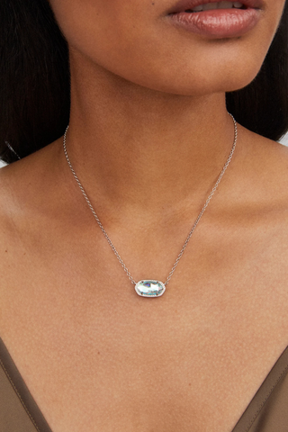 Elisa Silver Pendant Necklace in Dichroic Glass