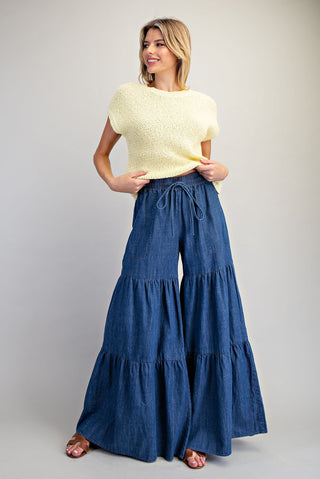 Free Flow Tiered Denim Pants