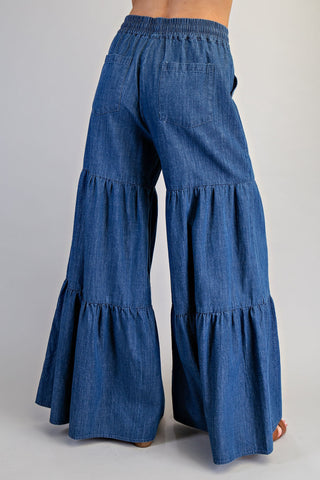 Free Flow Tiered Denim Pants