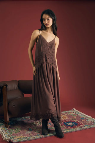 Midnight Romance Lace Trim Slip Dress