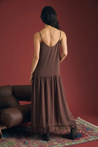 Midnight Romance Lace Trim Slip Dress
