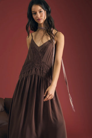 Midnight Romance Lace Trim Slip Dress