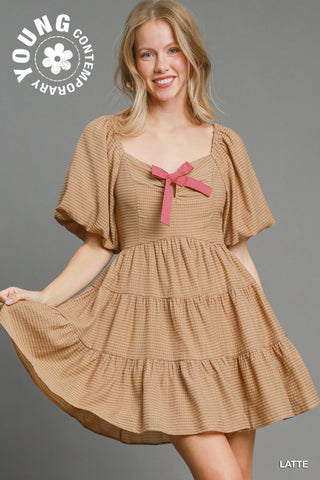 So Checkered Bow Dress
