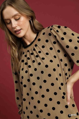 Bubbled in Beige Blouse
