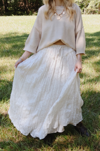 Ivory Bloom Lace Maxi Skirt