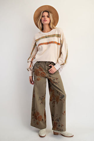 Autumn Bloom Wide Leg Twill Pants