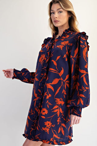 Autumn Bloom Ruffle Dress