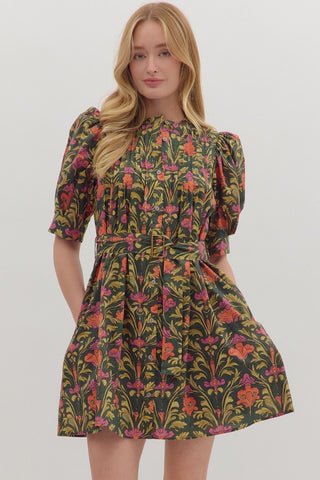 Garden Charm Belted Mini Dress