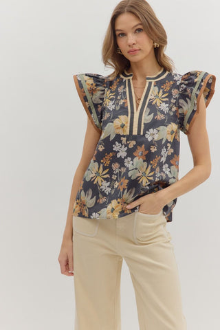 Garden Muse Flutter Sleeve Blouse