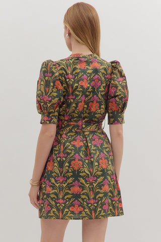 Garden Charm Belted Mini Dress