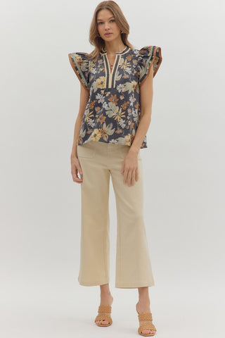 Garden Muse Flutter Sleeve Blouse