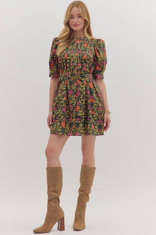 Garden Charm Belted Mini Dress
