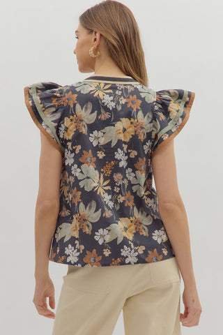 Garden Muse Flutter Sleeve Blouse