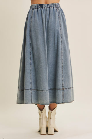 Savannah Flare Denim Midi Skirt