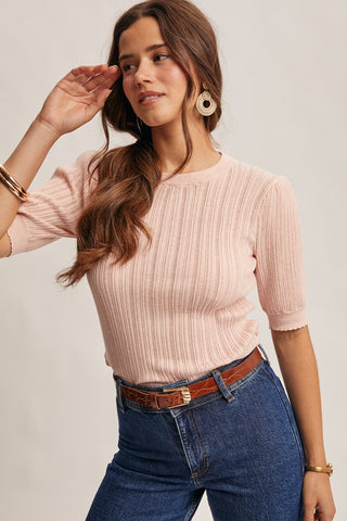 Blush Hour Puff Sleeve Knit Top