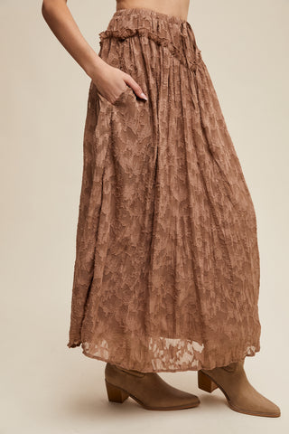 Ivory Bloom Lace Maxi Skirt