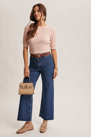 Blush Hour Puff Sleeve Knit Top