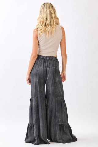 Mineral Wash Boho Tiered Tencel Pants