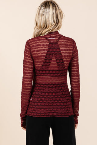 Crimson Whisper Lace Layering Top