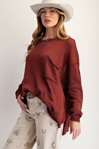 Rust Ridge Knit Sweater