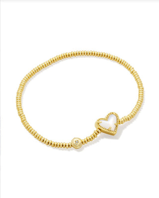 Ari Heart Stretch Bracelet in Gold Ivory Mop