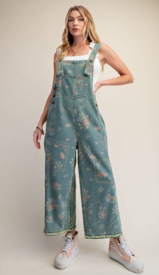 The Magnolia Floral Patchwork Overalls