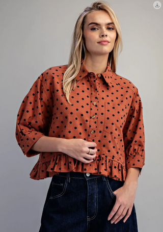 The Polly Polka Dot Ruffle Top