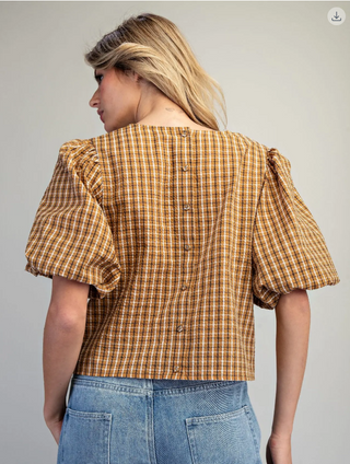 The Charlotte Plaid Tie Front Blouse