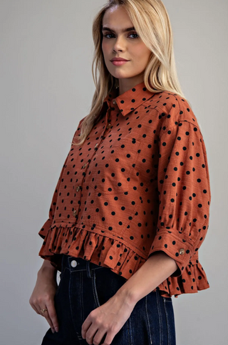 The Polly Polka Dot Ruffle Top