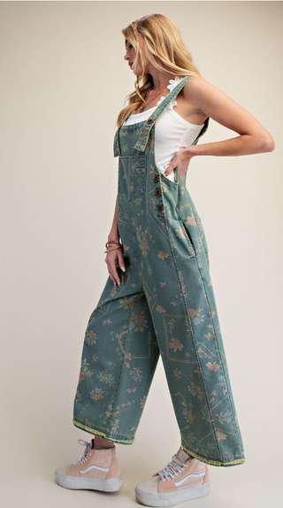 The Magnolia Floral Patchwork Overalls