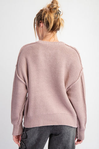 Blush Haven V-Neck Sweater