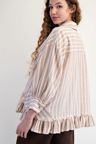Sunday Stroll Striped Ruffle Shirt