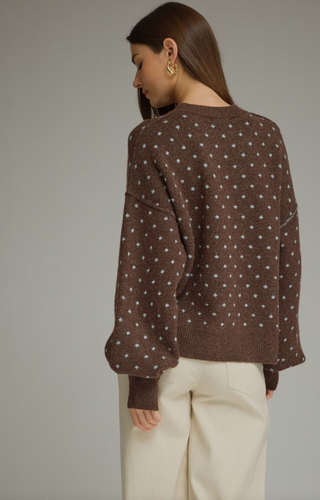 Hot Cocoa Dot Balloon Sleeve Sweater