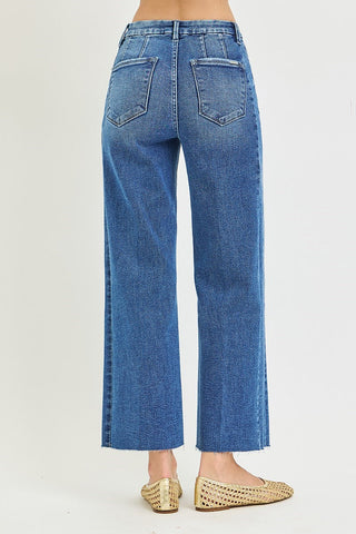 Greer Side Seam Cropped Wide Leg Jeans