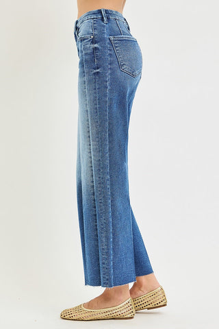 Greer Side Seam Cropped Wide Leg Jeans