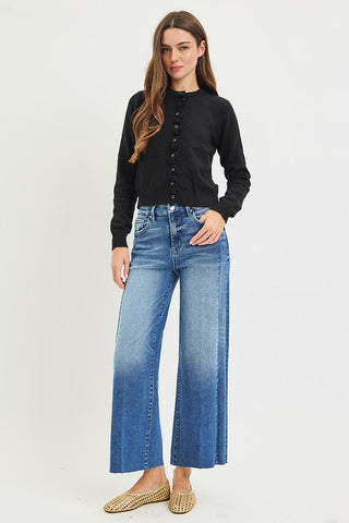 Greer Side Seam Cropped Wide Leg Jeans