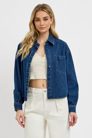 Downtown Cropped Denim Shirt