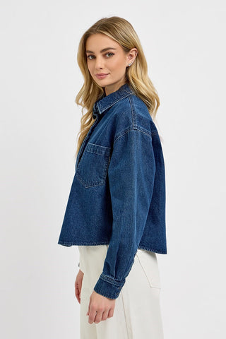 Downtown Cropped Denim Shirt