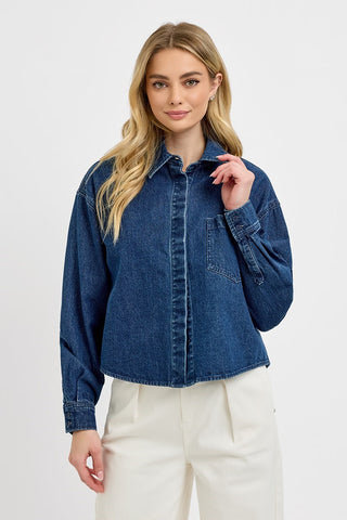Downtown Cropped Denim Shirt
