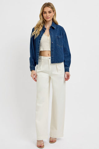 Downtown Cropped Denim Shirt