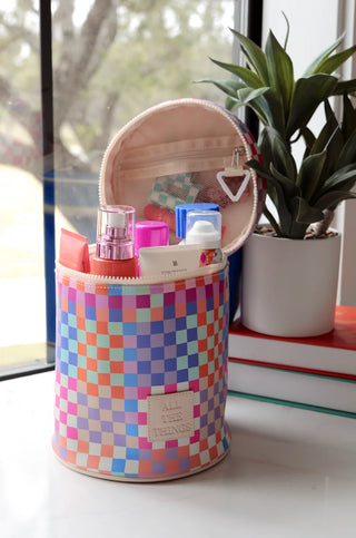 Barrel Toiletry Bag - All The Things (Happy Checkered)