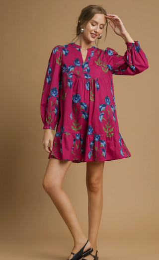 Mix Floral Babydoll Tunic Dress