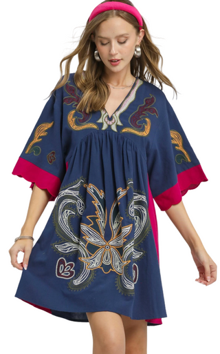 Boho Embroidered Tunic Dress