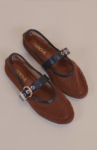 Autumn Mesh Buckle Flats