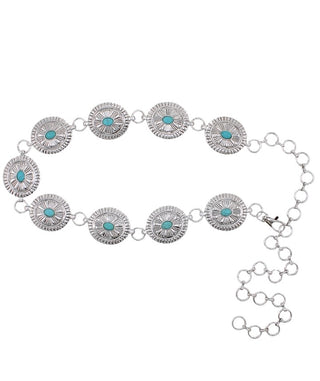 Western Oval Concho Stone Link Belt