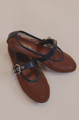 Autumn Mesh Buckle Flats