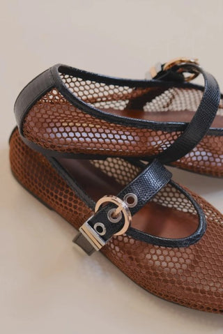 Autumn Mesh Buckle Flats