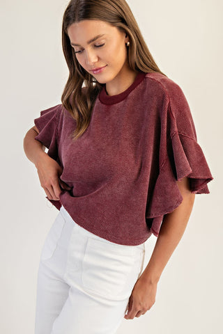 Merlot Flutter Blouse