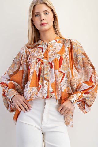 Geometric Paisley Patchwork Top